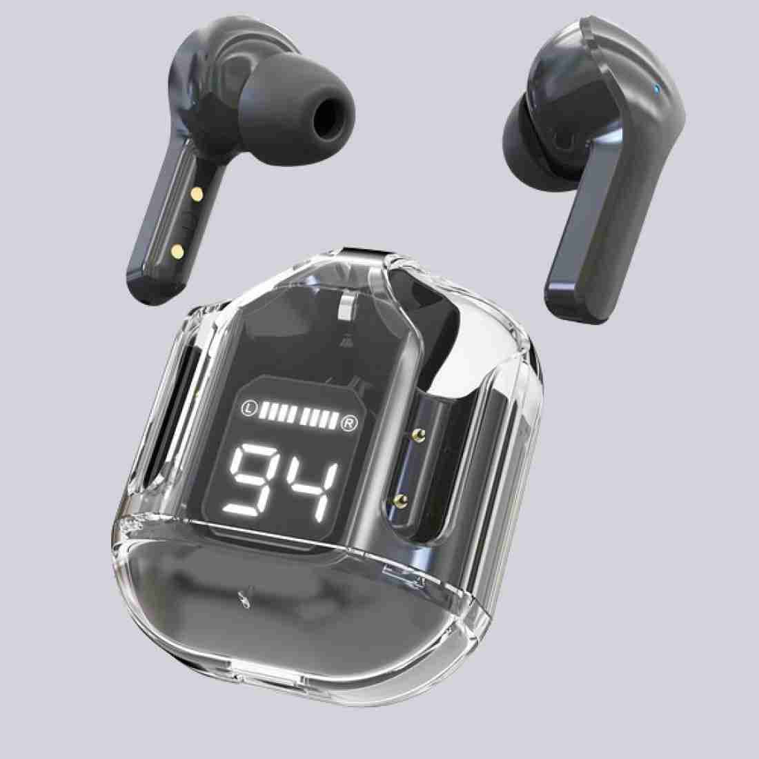 Transparent case wireless earbuds open view