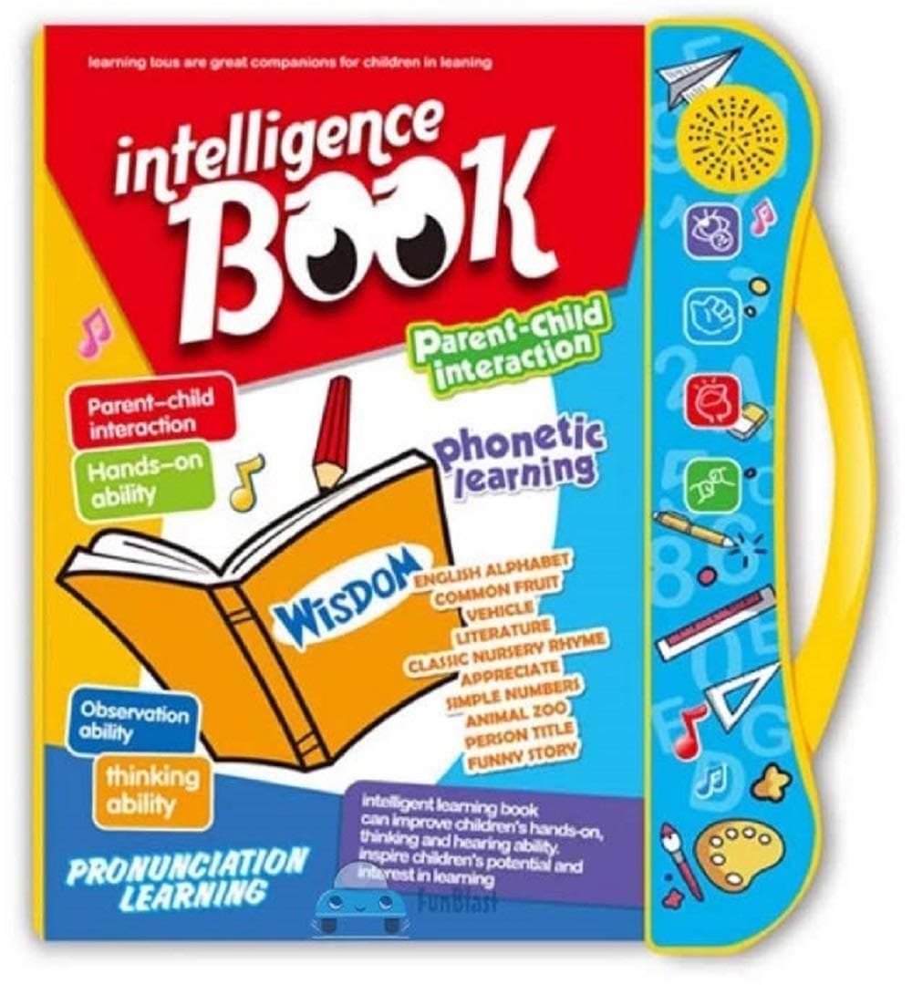 Intelligence Interactive Musical English Educational Phonetic Learning Book for Kids (Ages 3+) – ABCs, 123s, Animals, Songs & More – Touch & Sound Activity Notebook
